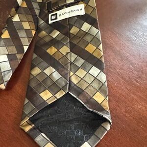 Bachrach Men's Tie in Brown, Gold, and Black 100% silk made in Canada